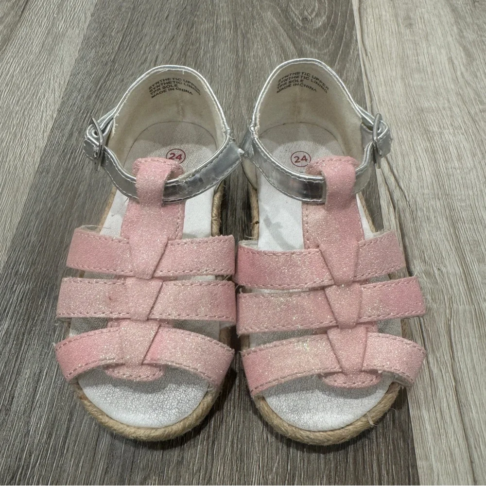 Seed Heritage Sparkly Pink Sandals Girls 24 US 7 Strappy